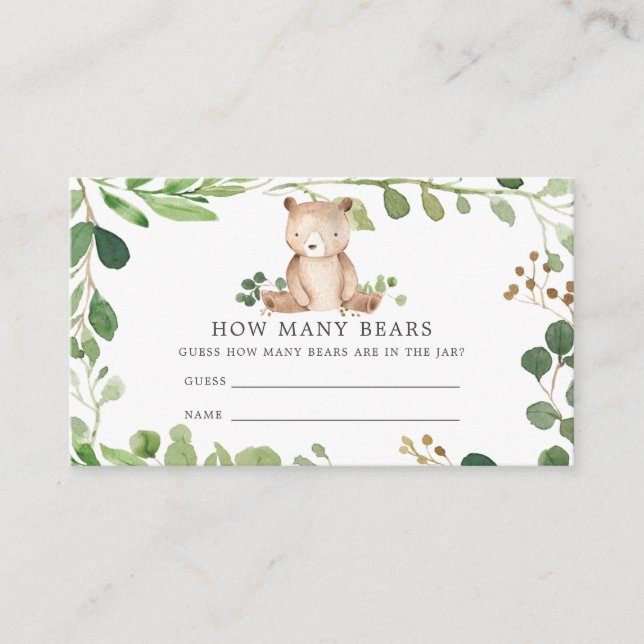 Bear Baby Shower Guess How Many Bears Enclosure Card (Front)