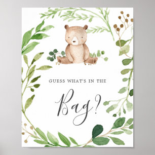 Bear Baby Shower Guess What's in the Bag Game Poster