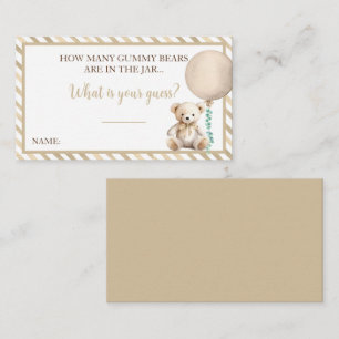 Bear Baby Shower Gummy Bears Guessing Game Card