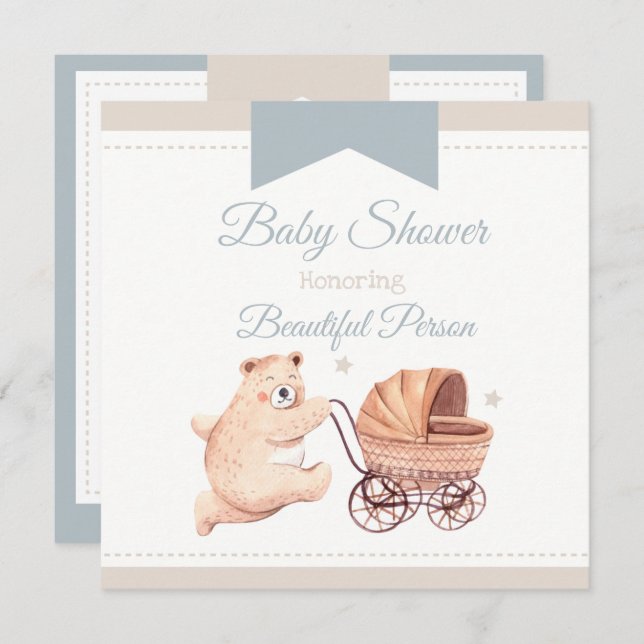 Bear Baby Shower Invitation (Front/Back)