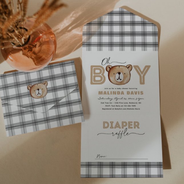 Bear Baby Shower Invitation + Diaper Raffle In One (Creator Uploaded)