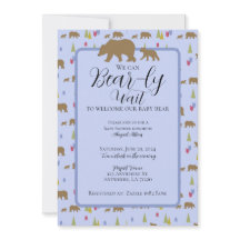 Bear Baby Shower Invitation for Baby Boys