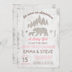 Bear Baby Shower Invitation Girl Adventure Shower