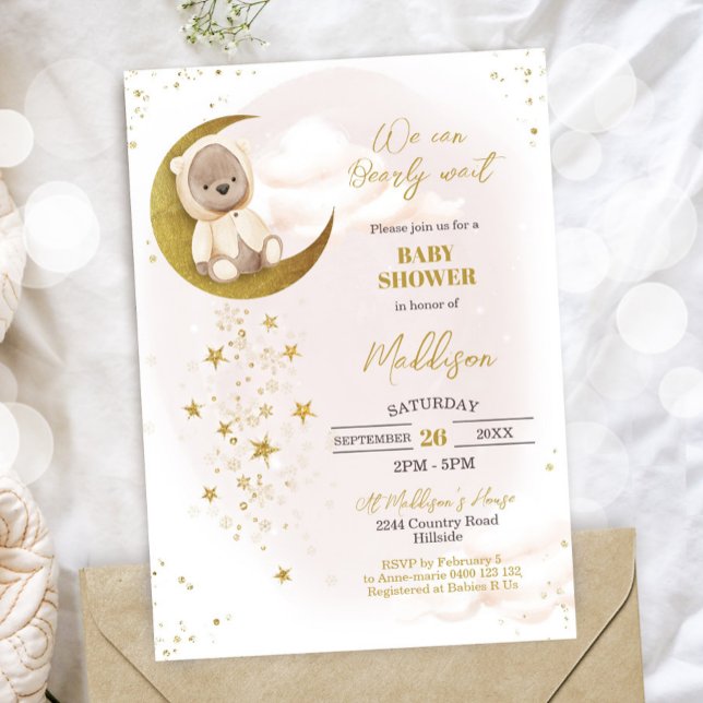Bear Baby Shower Invitation Teddy Bear Yellow (Creator Uploaded)