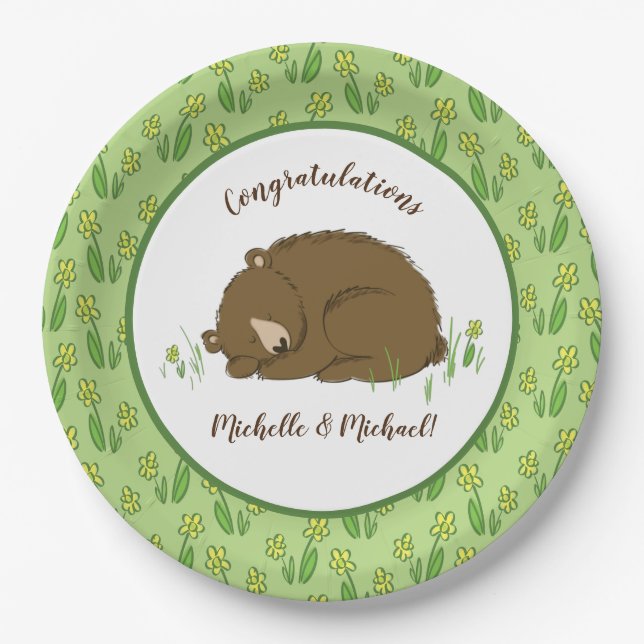 Bear Baby Shower Paper Plate (Front)