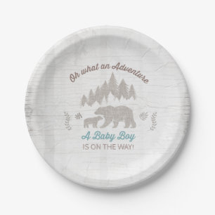 Bear Baby Shower Paper Plate Boy Adventure Shower
