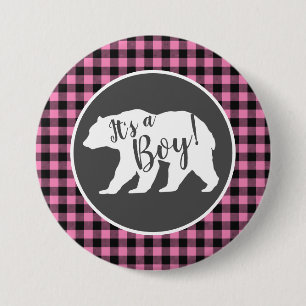 Bear Baby Shower Pink 7.5 Cm Round Badge