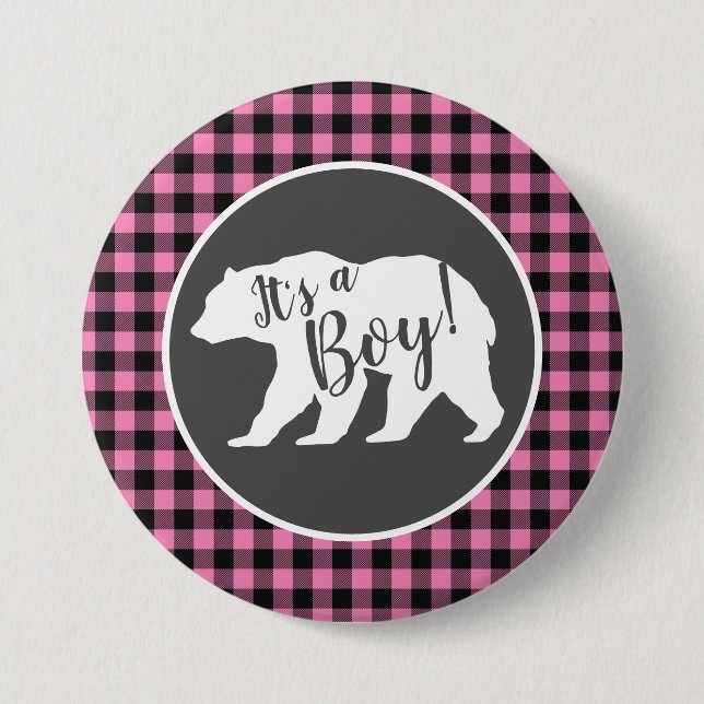 Bear Baby Shower Pink 7.5 Cm Round Badge (Front)