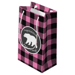 Bear Baby Shower Pink Small Gift Bag