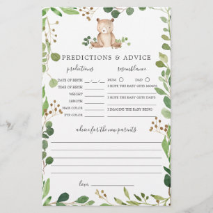 Bear Baby Shower Predictions and Advice