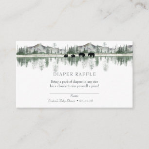 Bear Baby Shower Rustic Mountains Diaper Raffle Enclosure Card