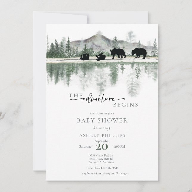 Bear Baby Shower | Rustic Mountains  Invitation (Front)