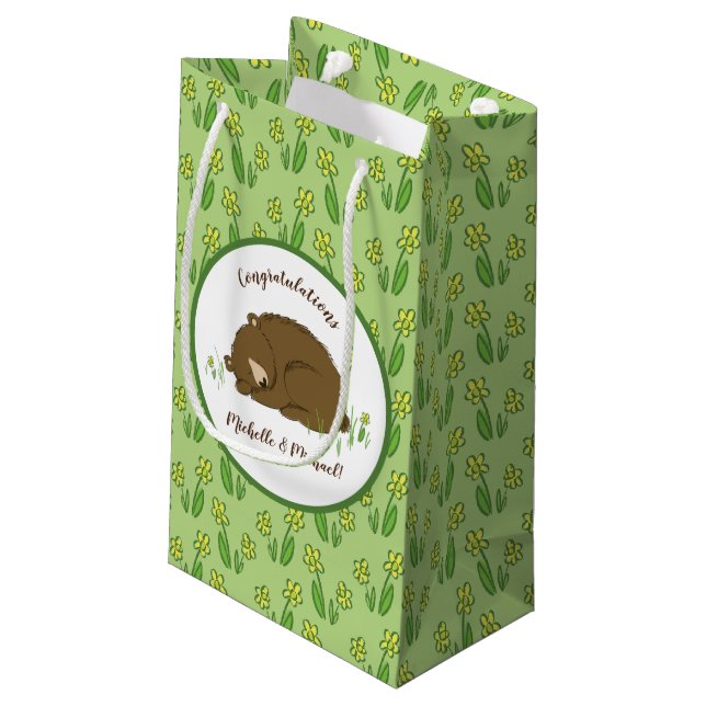 Bear Baby Shower Small Gift Bag (Back Angled)