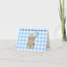 Bear Baby Shower Thank You Card 