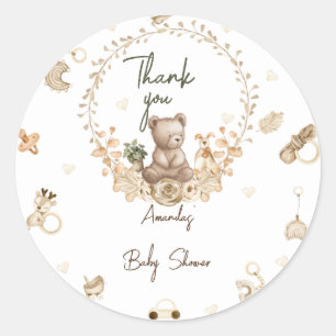Bear Baby Shower Thank You Classic Round Sticker