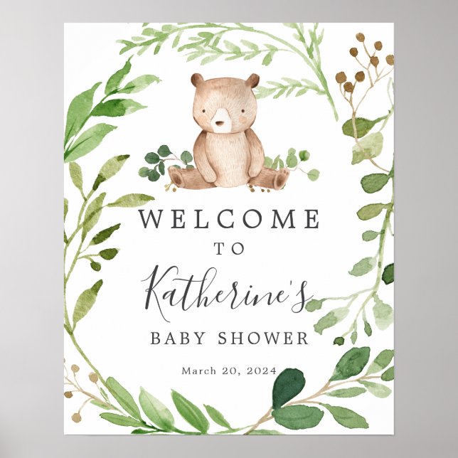 Bear Baby Shower Welcome Sign (Front)