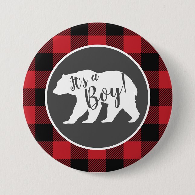 Bear Baby Shower Woodland Lodge 7.5 Cm Round Badge (Front)