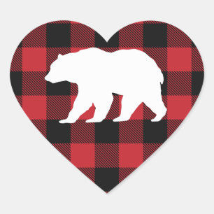 Bear Baby Shower Woodland Lodge Heart Sticker