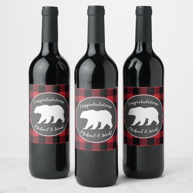 Bear Baby Shower Woodland Lodge Wine Label (Bottles)