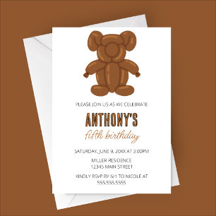Bear Balloon Animal Birthday Party Invitation