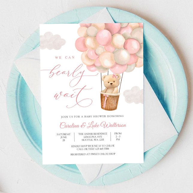 Bear Balloon Baby Shower Invitation (Creator Uploaded)