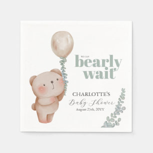 Bear Balloon Bearly Wait Neutral Shower Napkins