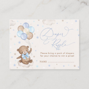 Bear Balloon Blue Brown Stars Books for Baby Boy Enclosure Card
