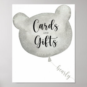 Bear Balloon cards and gifts baby shower poster