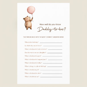 Bear Balloon Daddy Trivia Baby Shower Game Flyer