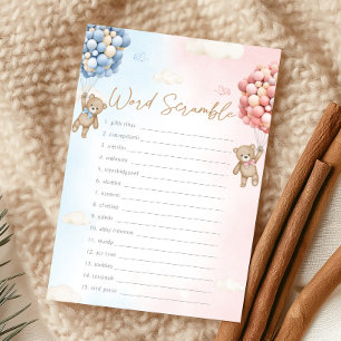 Bear Balloon Gender Reveal Word Scramble Game