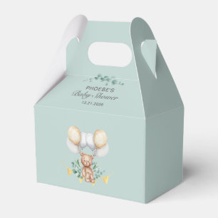 Bear Balloons and Eucalyptus Boy Baby Shower Favour Box