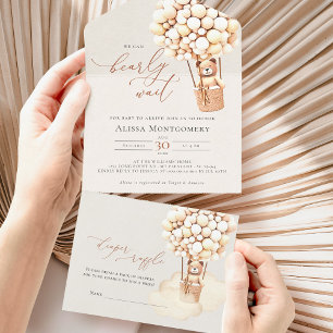 Bear Balloons Baby Shower All In One Invitation