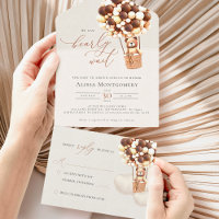 Bear Balloons Baby Shower All In One Invitation