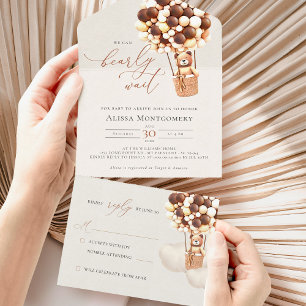 Bear Balloons Baby Shower All In One Invitation