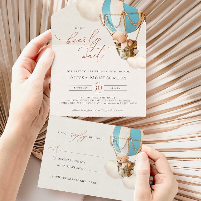 Bear Balloons Baby Shower All In One Invitation (Creator Uploaded)