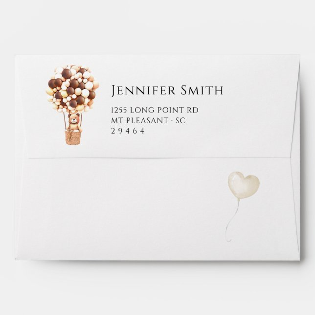 Bear Balloons Baby Shower Envelope (Back (Top Flap))