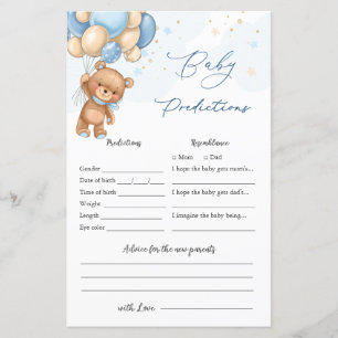 Bear Balloons Baby Shower Game Baby Prediction 