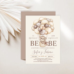 Bear Balloons Baby Shower Spanish Invitation