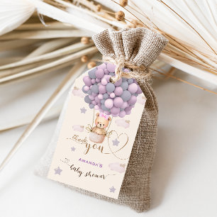 Bear Balloons Bearly Wait Baby Pink Thank You Gift Tags