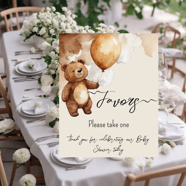 Bear Balloons Bearly Wait Baby Shower Favours Poster (Creator Uploaded)
