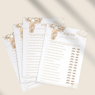 Bear Balloons Bearly Wait Baby Shower Game