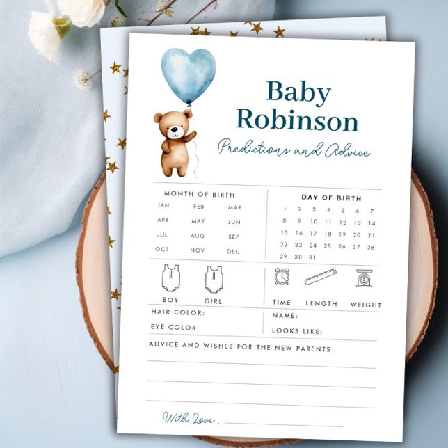 Bear Balloons Bearly Wait Baby Shower Game Card (Creator Uploaded)