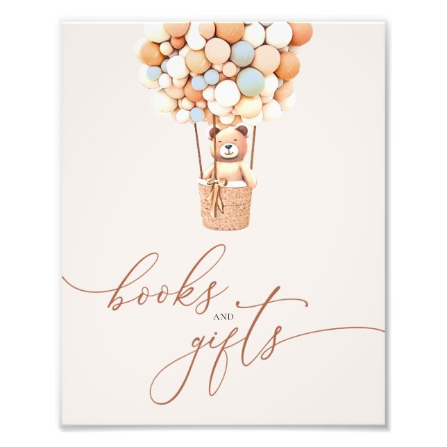 Bear Balloons Books and Gifts Baby Shower Sign (Front)