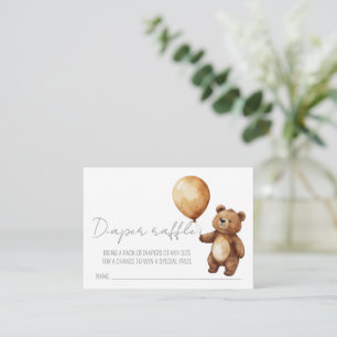 Bear Balloons Clouds Baby Shower Diaper Raffle Enclosure Card