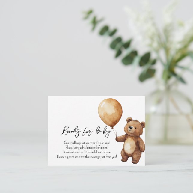 Bear Balloons Clouds Wait Baby Shower Bearly Enclosure Card (Standing Front)
