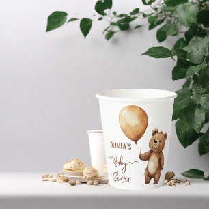Bear Balloons Clouds Wait Baby Shower Bearly Paper Cups