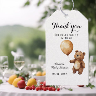 Bear Balloons Clouds Wait Baby Shower Thank You Gift Tags