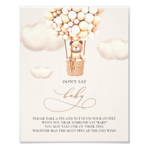 Bear Balloons - Don't say BABY - Sign