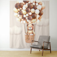 Bear Balloons Neutral Virtual Shower Backdrop