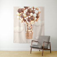 Bear Balloons Neutral Virtual Shower Backdrop